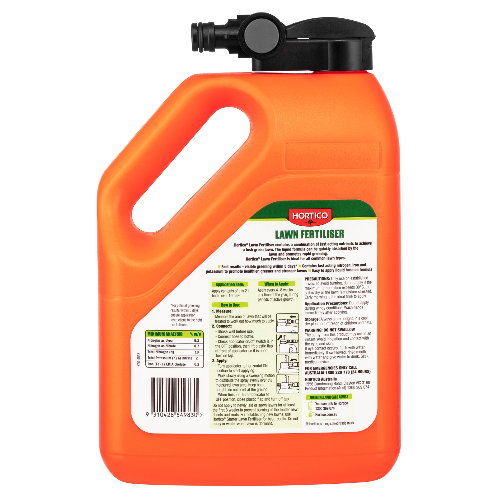 Hortico 2l Lawns Fertiliser For All Lawns Hose On 