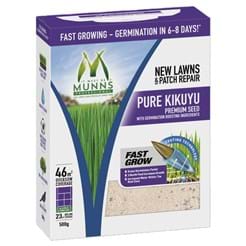Munns Professional 500g Pure Kikuyu Lawn Seed + Fertiliser & Soil Improvers